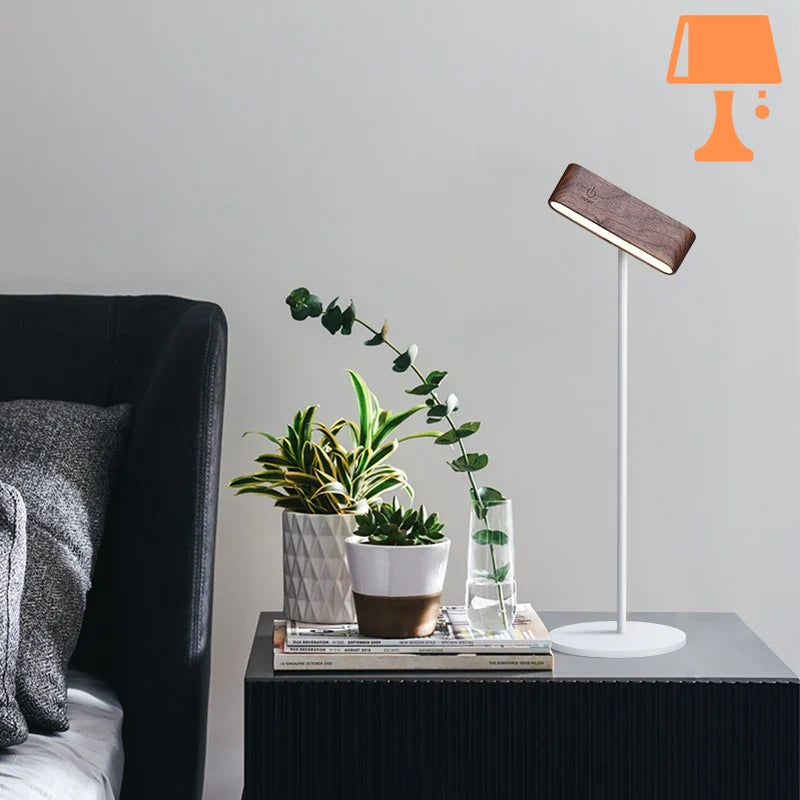 lampe de chevet bois et metal noir design