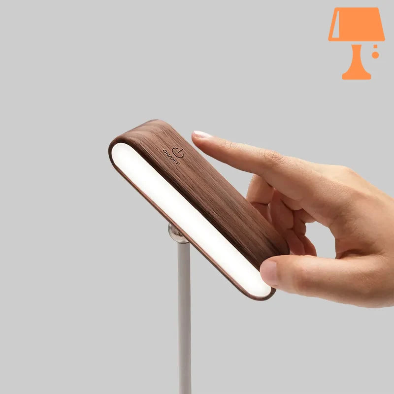 lampe de chevet bois et metal noir tactile