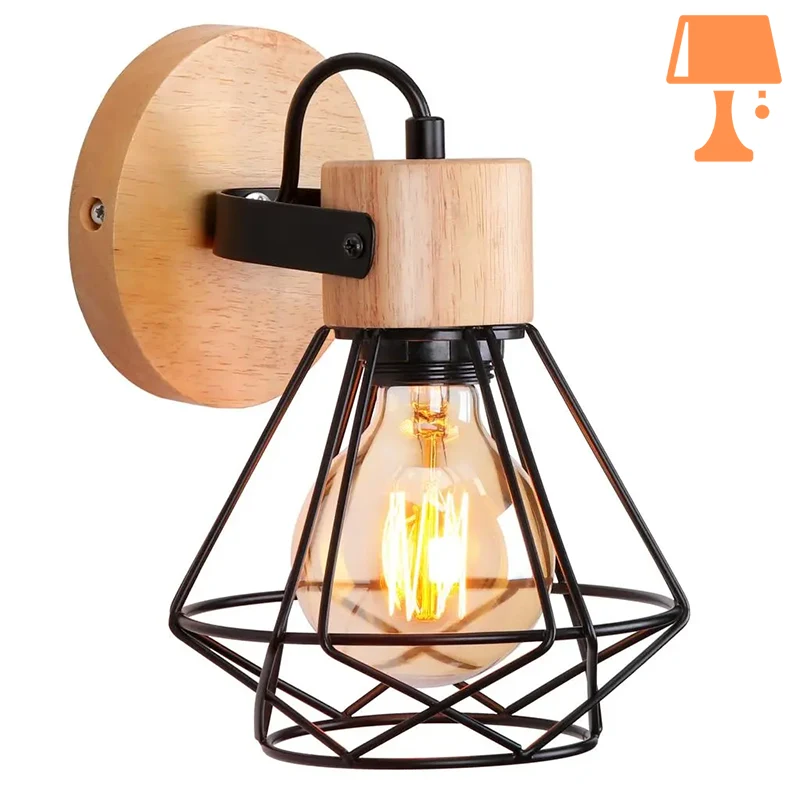 lampe de chevet bois et noir a