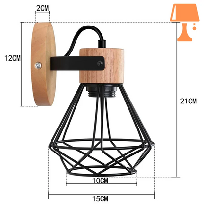 lampe de chevet bois et noir mesure