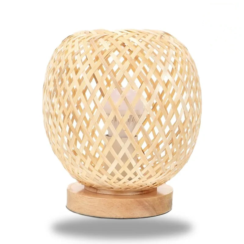 lampe de chevet bois rotin