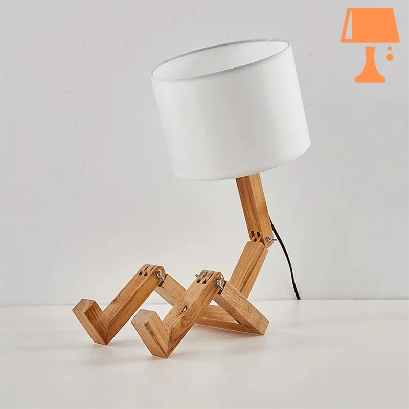 lampe de chevet bonhomme en bois blanc