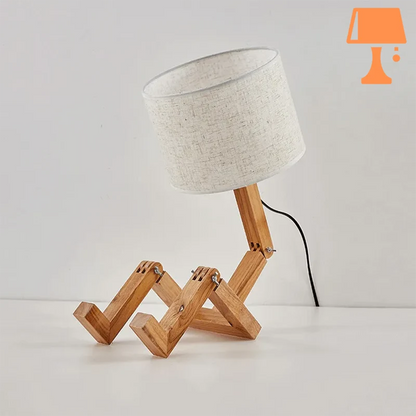 lampe de chevet bonhomme en bois gris