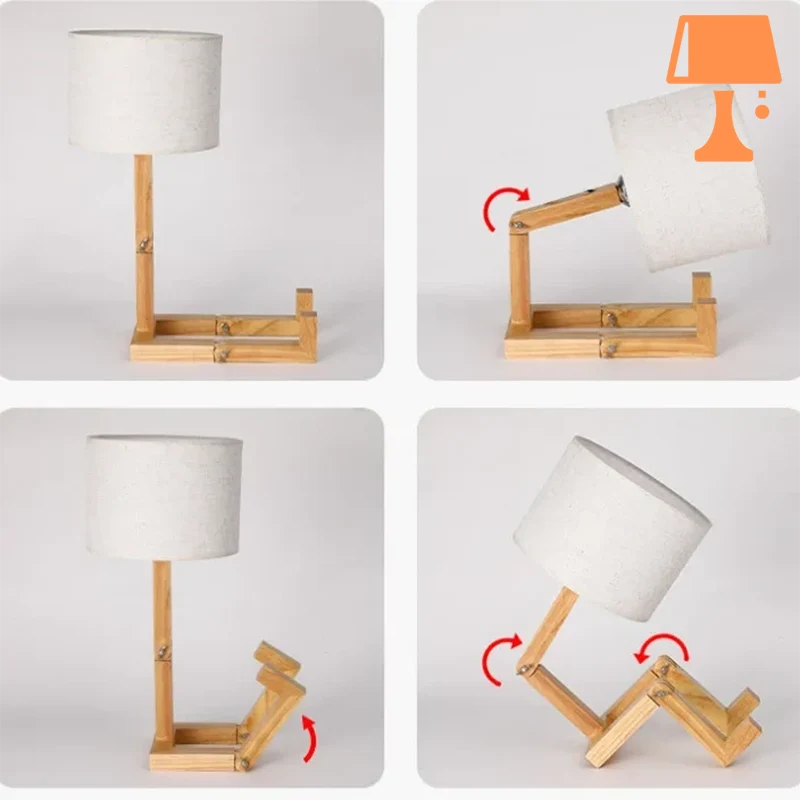 lampe de chevet bonhomme en bois réglable