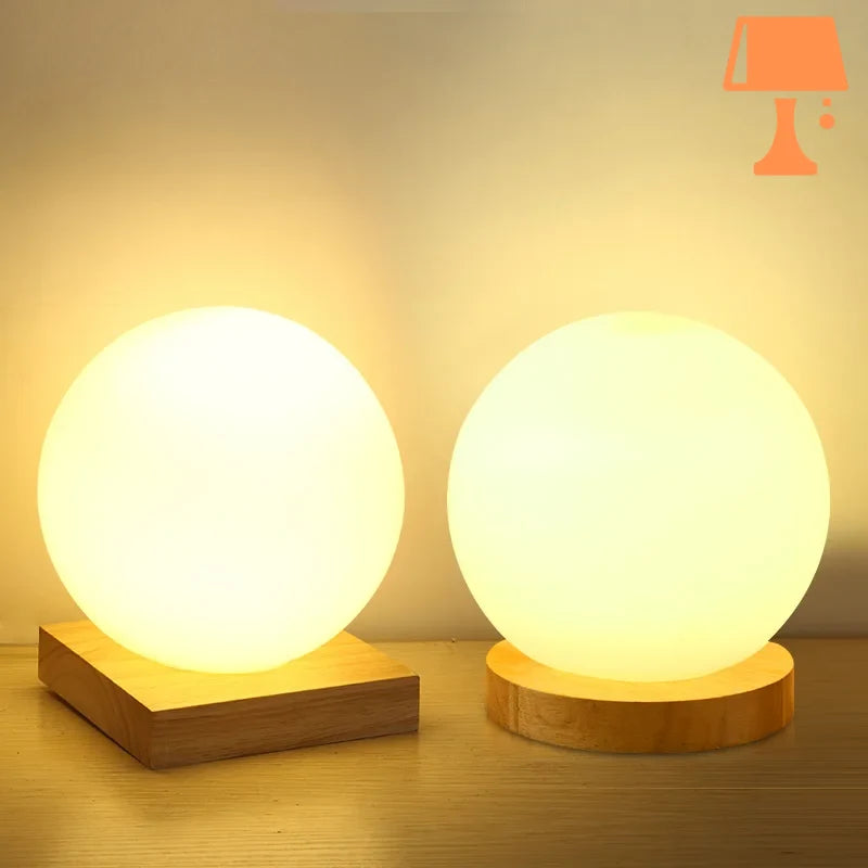 lampe de chevet boule blanche style