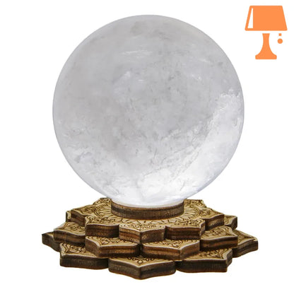 lampe de chevet boule de cristal bois