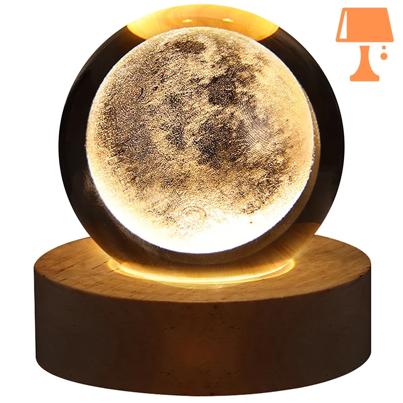 lampe de chevet boule verre lune