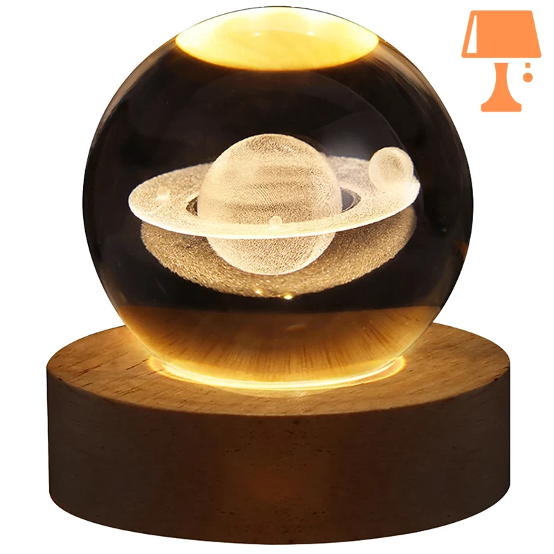 lampe de chevet boule verre saturne