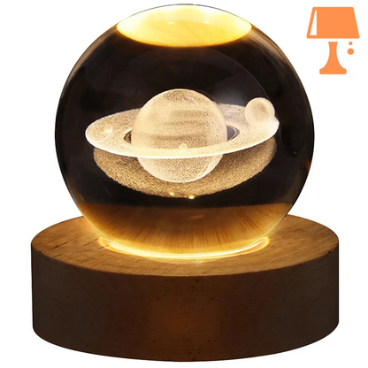 lampe de chevet boule verre saturne