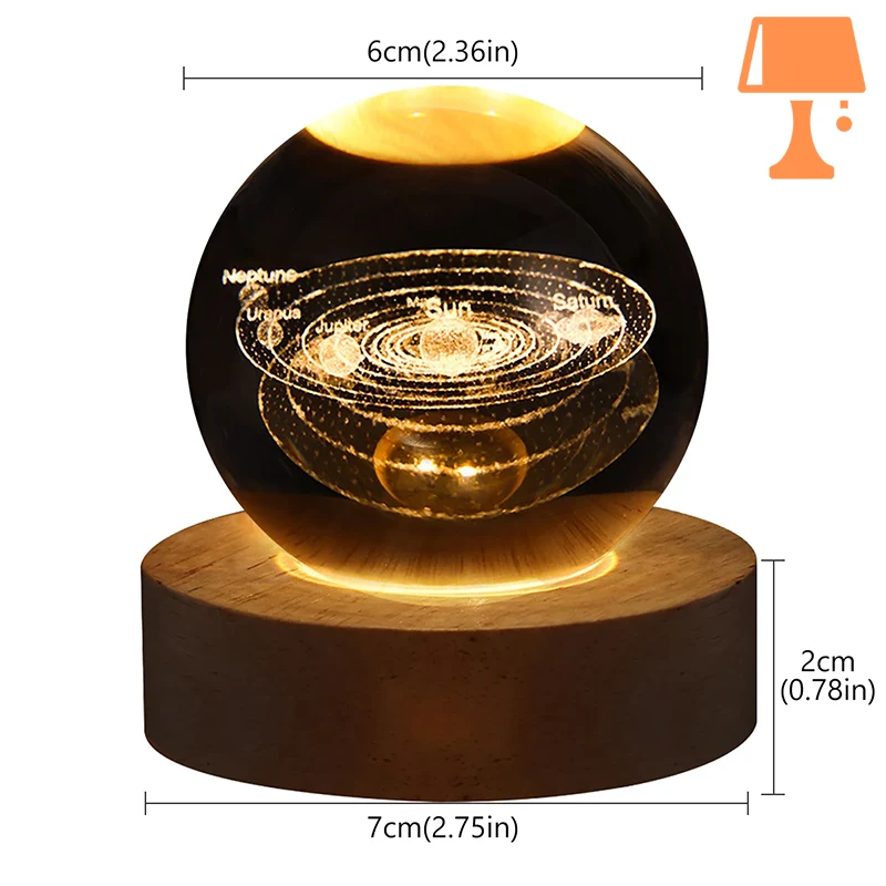 lampe de chevet boule verre mesure