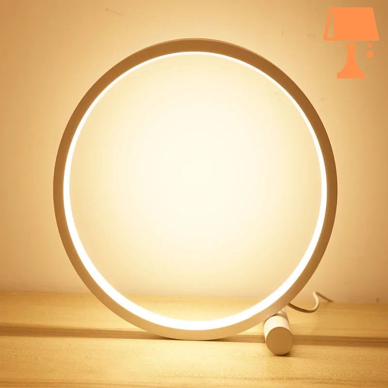 lampe de chevet cercle allumée