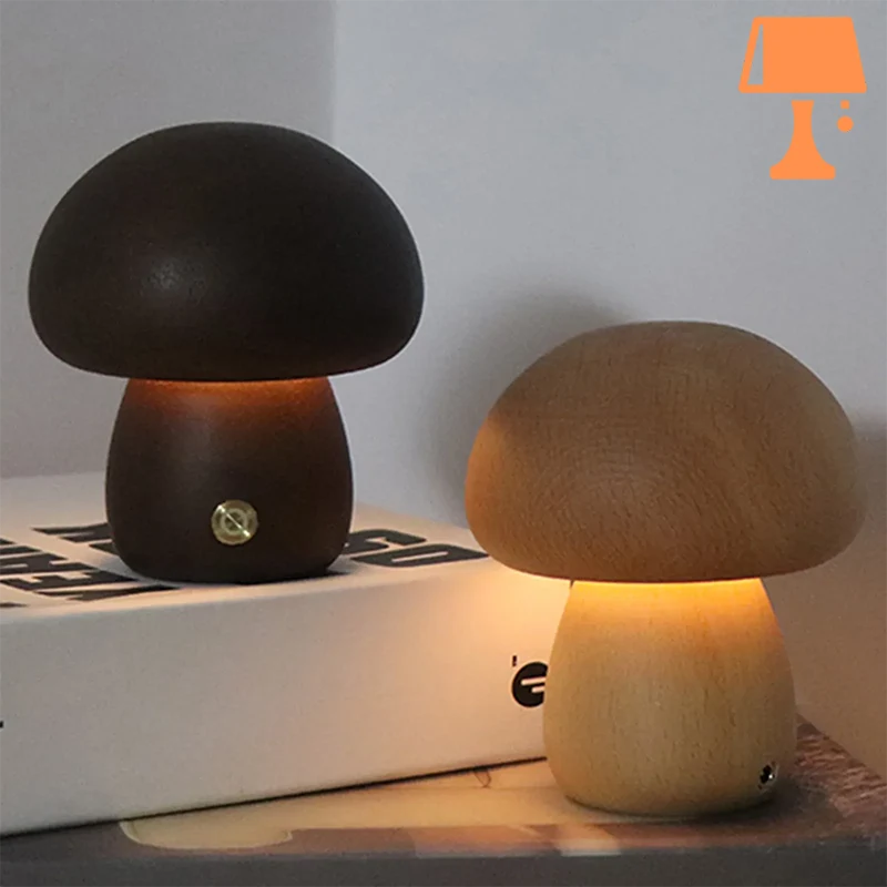 lampe de chevet champignon bois