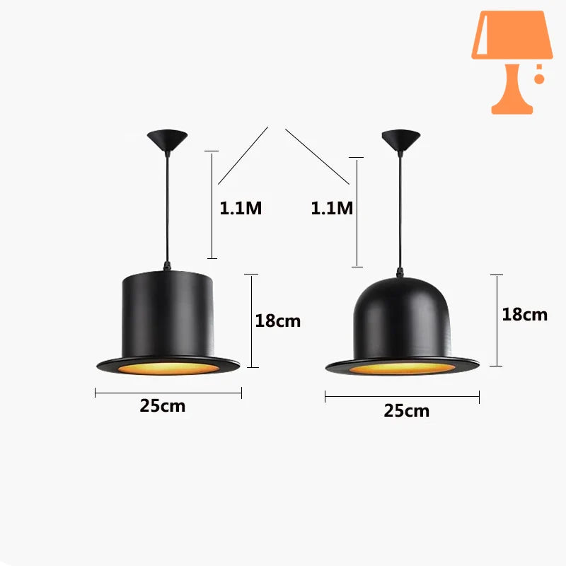 lampe de chevet chapeau melon mesure