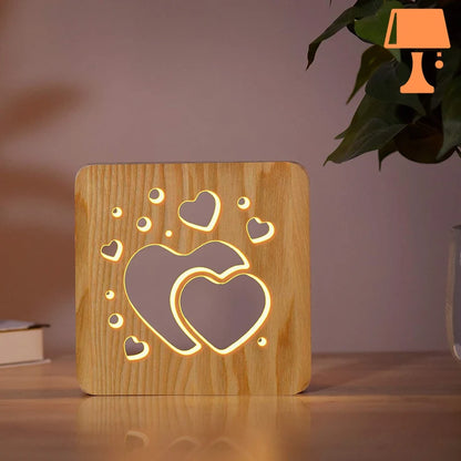 lampe de chevet coeur en bois chambre