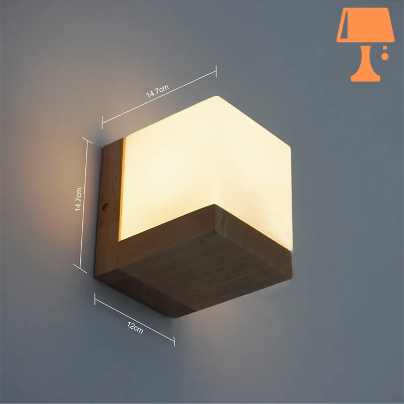 Lampe de Chevet Cube Bois Mesure