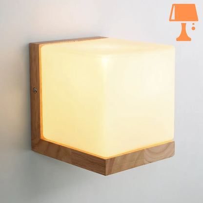 Lampe de Chevet Cube Bois Murale