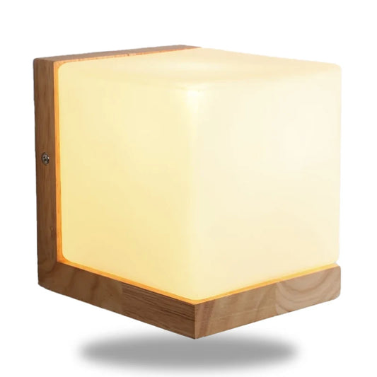 Lampe de Chevet Cube Bois