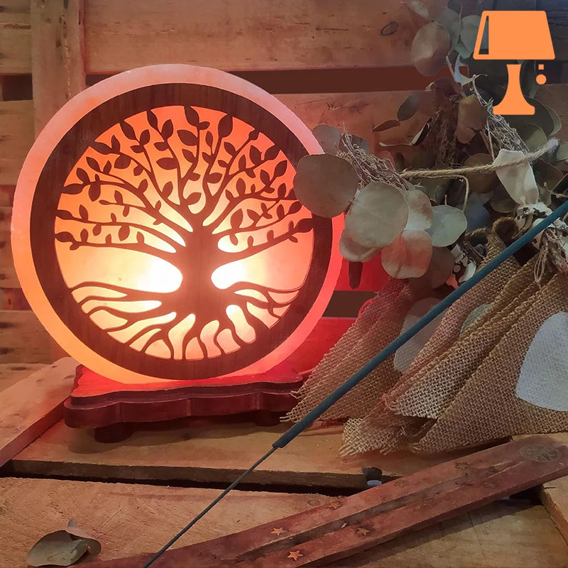 lampe de chevet en bois fait maison arbre de vie