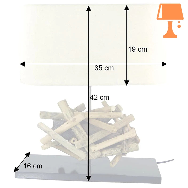 Lampe de Chevet en Bois Flotté et métal Mesure