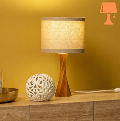 lampe de chevet en bois tourné chambre