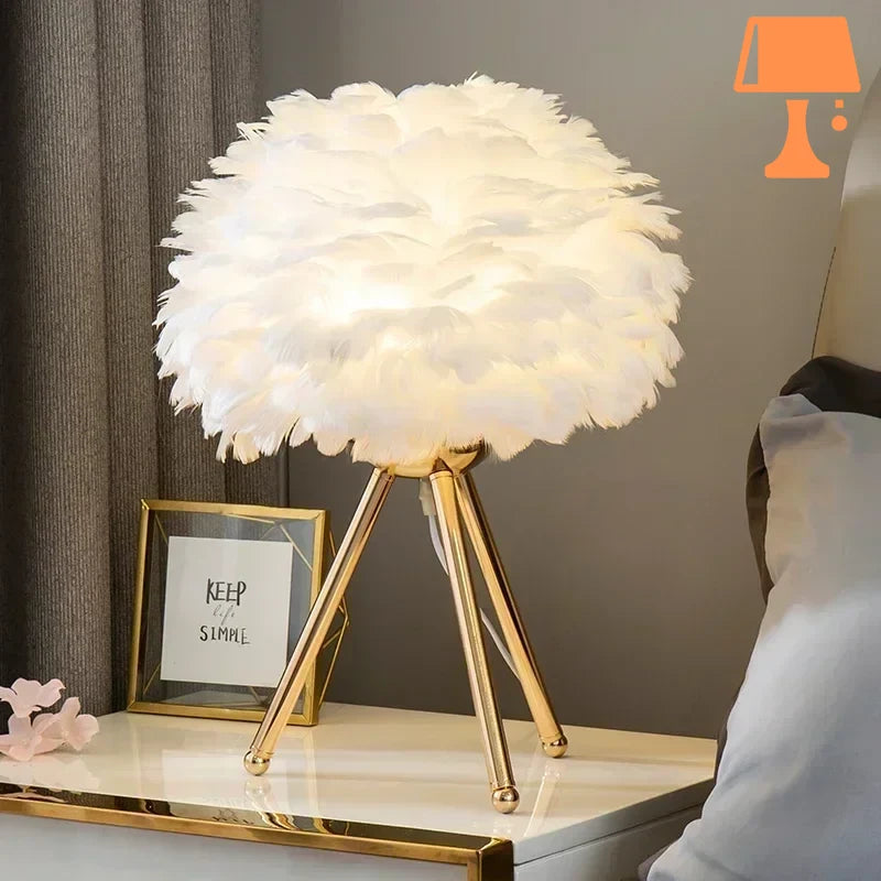 lampe de chevet en plume chambre