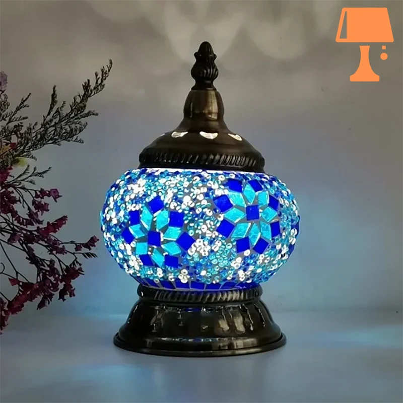 lampe de chevet ethnique bleu foncé