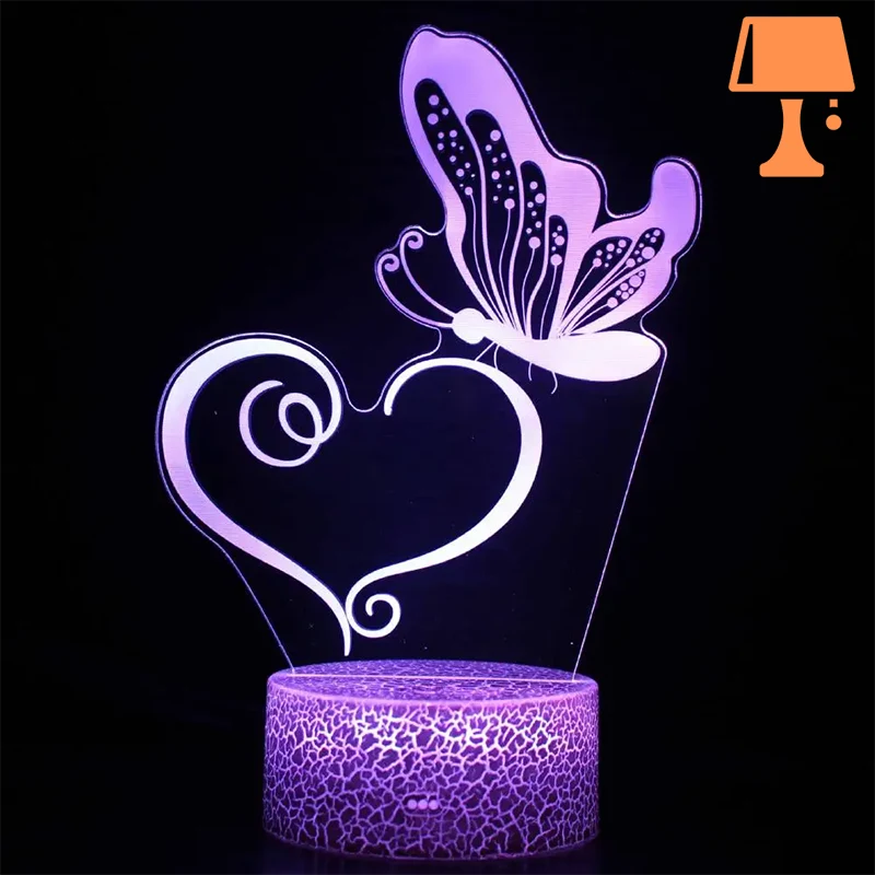 lampe de chevet fille papillon rose