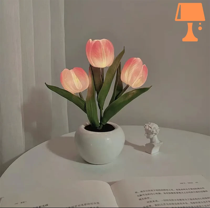 lampe de chevet fleur rose