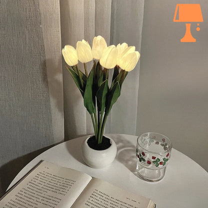 lampe de chevet fleur tulipe jaune