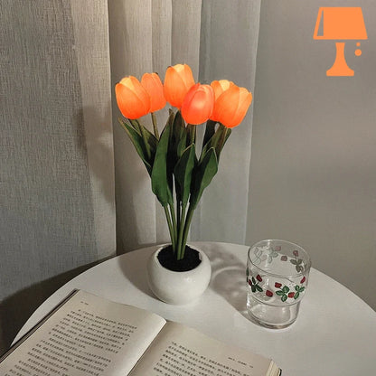 lampe de chevet fleur tulipe orange