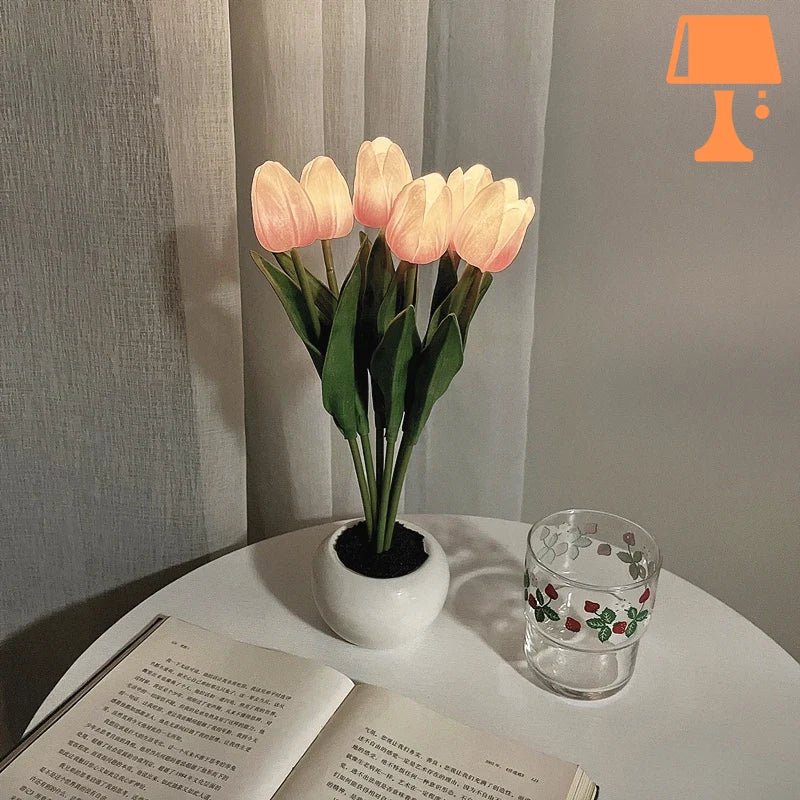 lampe de chevet fleur tulipe rose