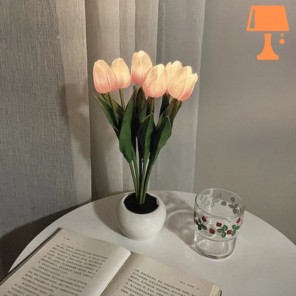 lampe de chevet fleur tulipe rose