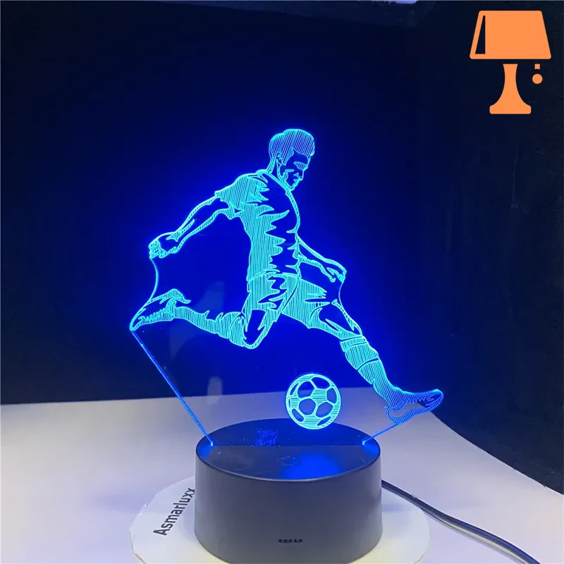 lampe de chevet football bleu