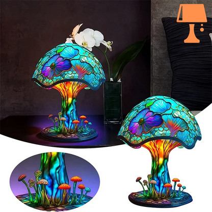 lampe de chevet forme champignon bleu