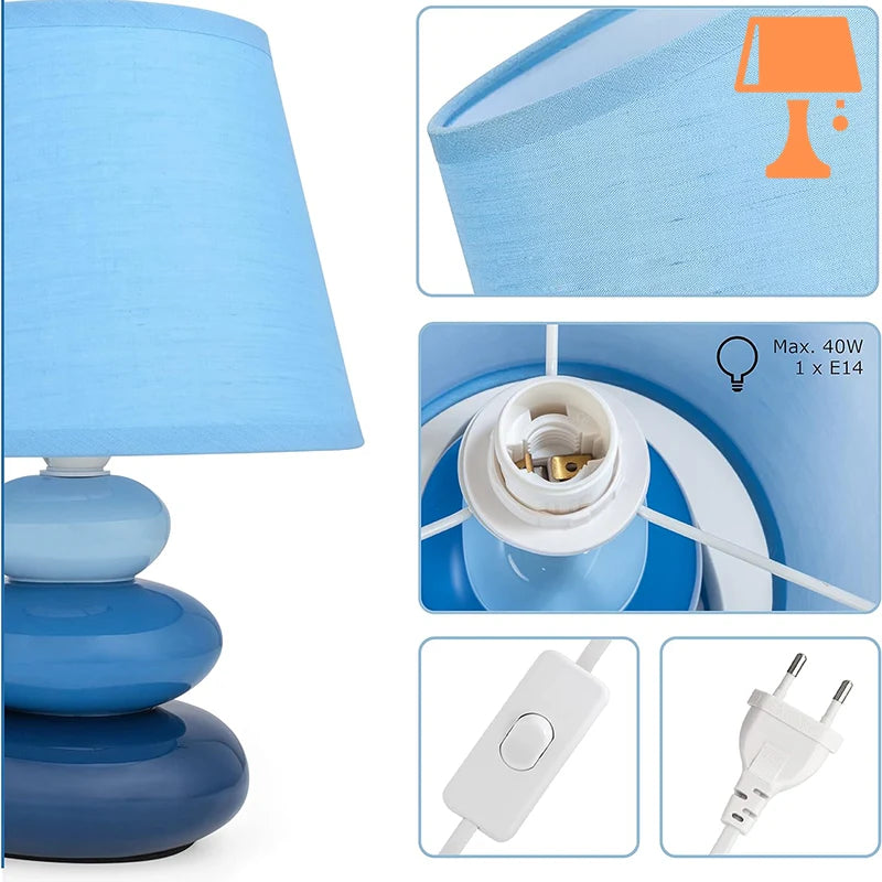 lampe de chevet galet bleu materiaux