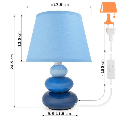 lampe de chevet galet bleu mesure