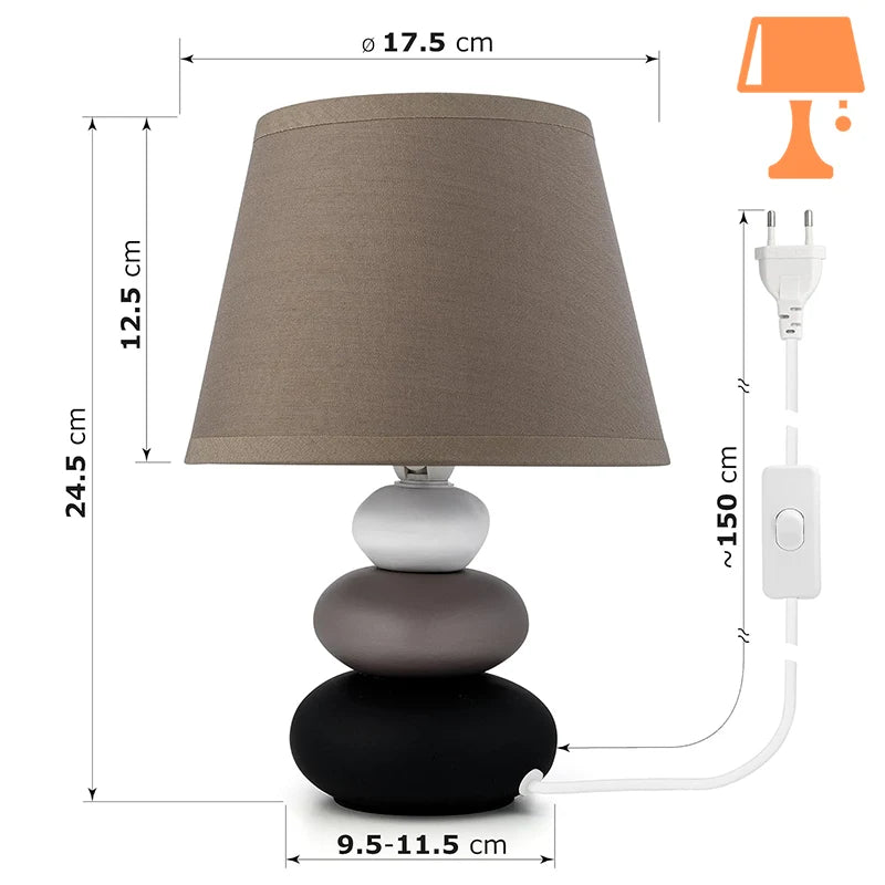 lampe de chevet galet marron mesure