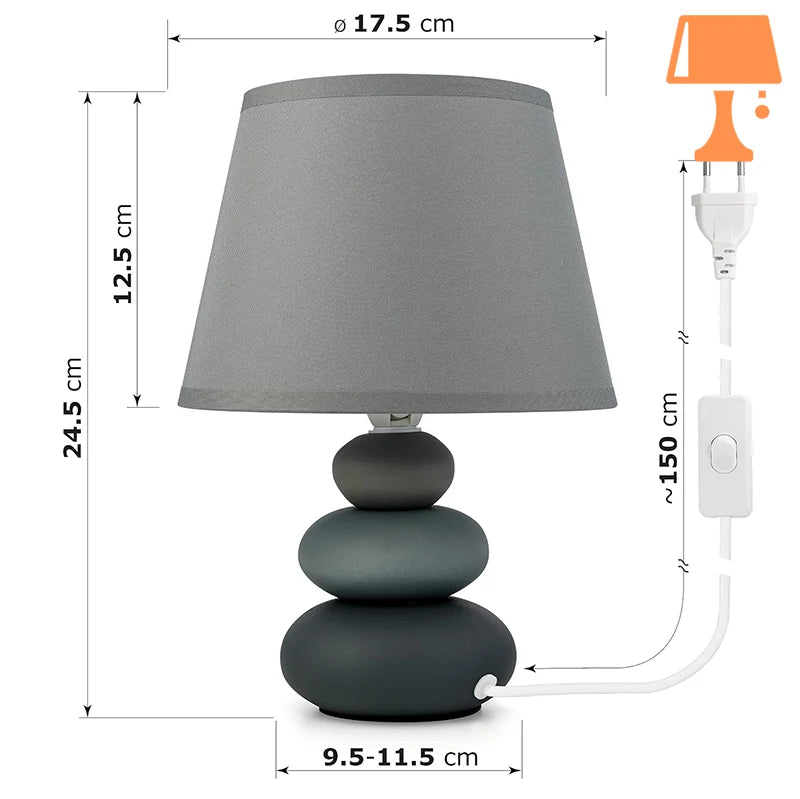 Lampe de Chevet Galet Prune Mesure