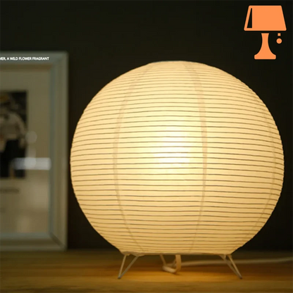 lampe de chevet japonaise papier a allumée