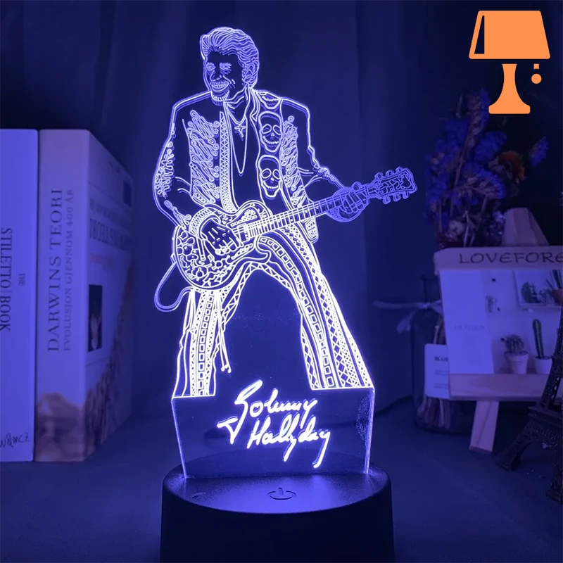 lampe de chevet johnny hallyday blanc