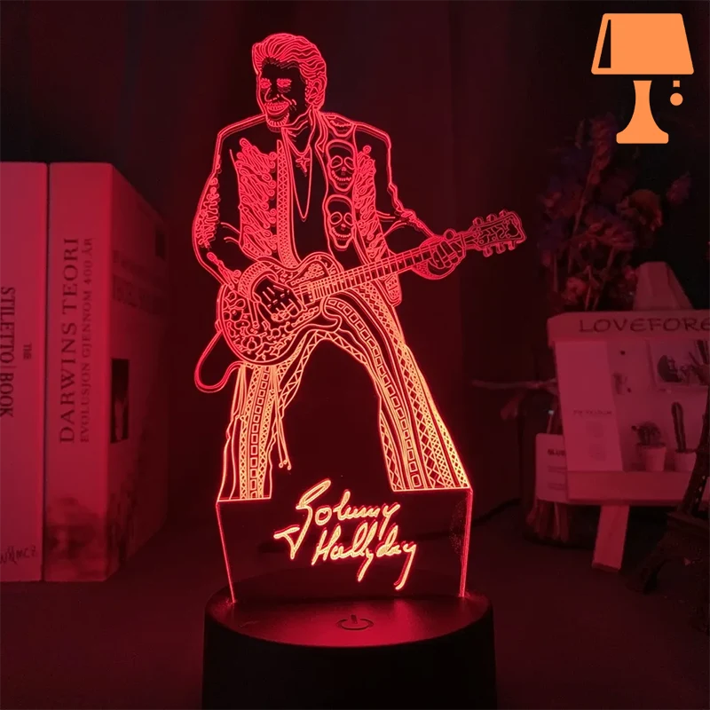 lampe de chevet johnny hallyday rouge