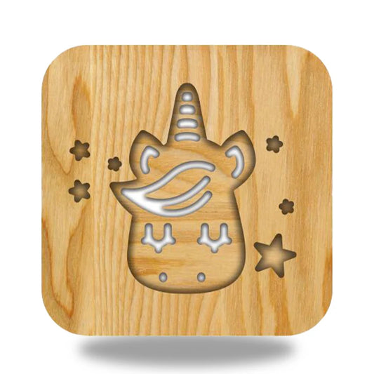 lampe de chevet licorne en bois mignonne