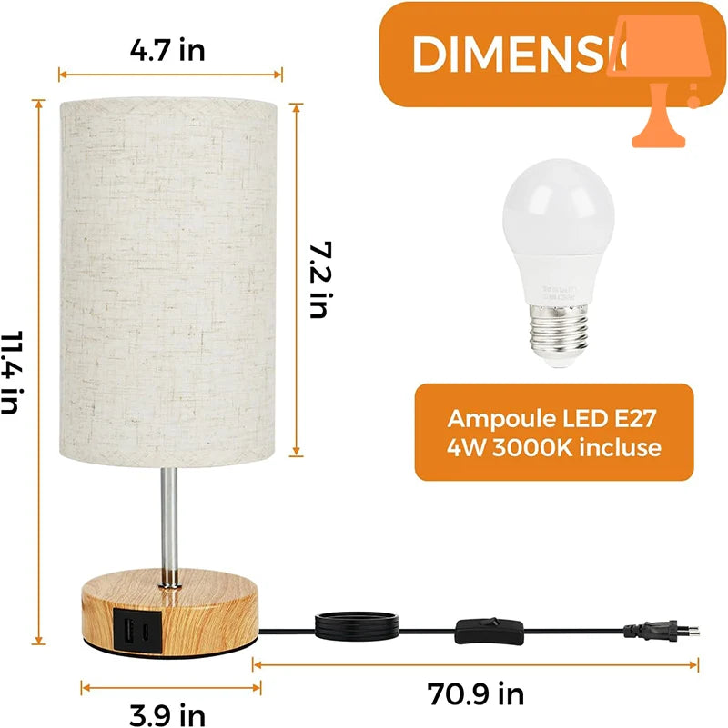 lampe de chevet lin dimension