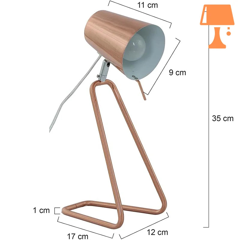 lampe de chevet metal cuivre mesure