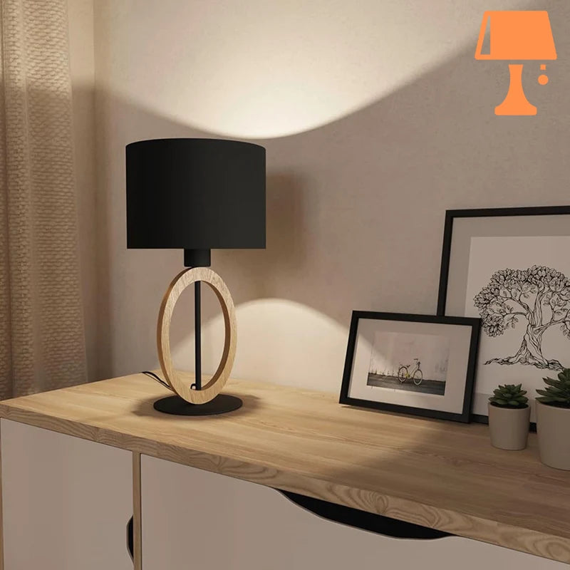 lampe de chevet metal et bois originale