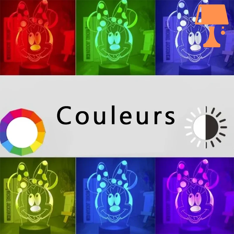 lampe de chevet minnie couleurs