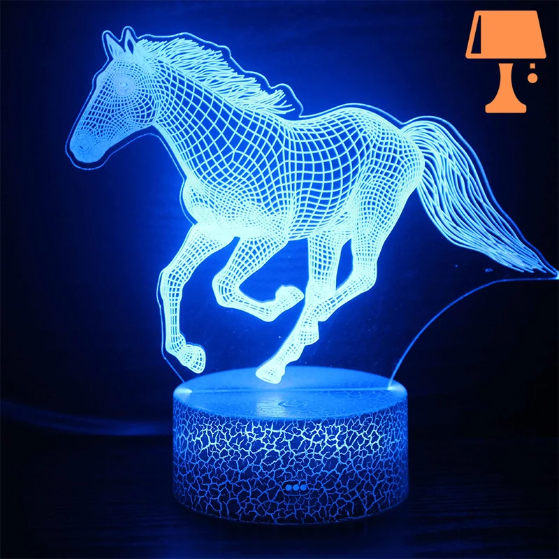 Lampe de Chevet Motif Cheval Bleu