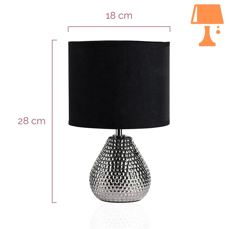 lampe de chevet noir et argent mesure