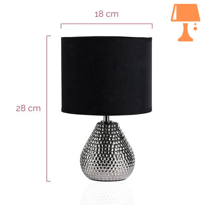 lampe de chevet noir et argent mesure