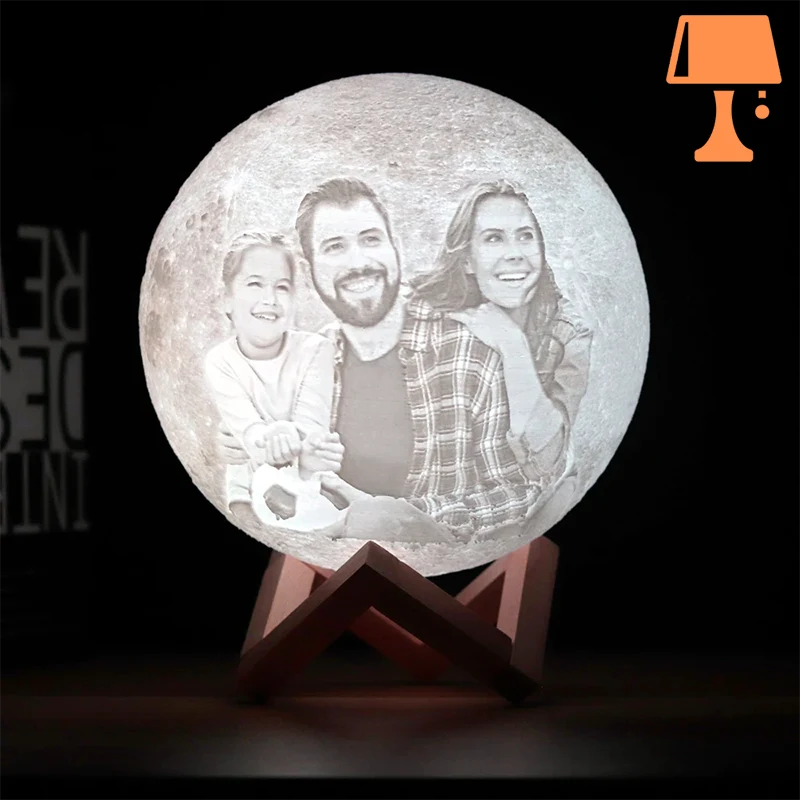 lampe de chevet avec photo personnalisé famille